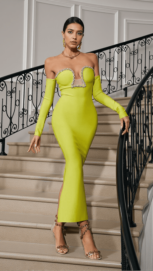 AIIZIE ALEJANDRA CRYSTAL OFF SHOULDER MAXI DRESS - product image
