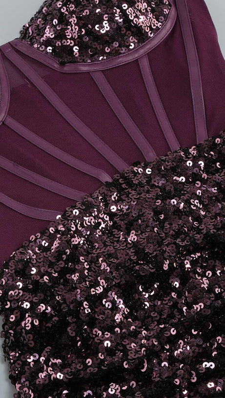 ABITO MIDI CON CORSETTO DI PAILLETTES COLOR VINO