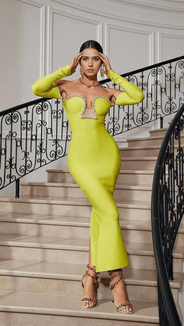 AIIZIE ALEJANDRA CRYSTAL OFF SHOULDER MAXI DRESS - product image