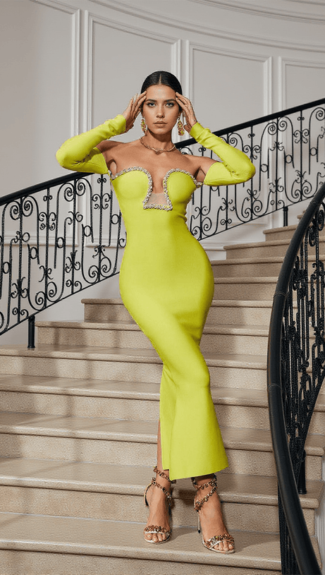 ABITO LUNGO CON SPALLE SCOPERTE ALEJANDRA CRYSTAL