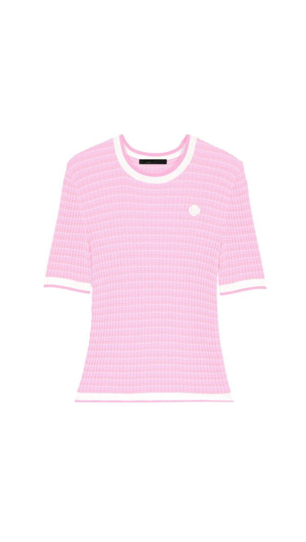 AIIZIE SHORT SLEEVE SWEATER IN PINK - product image