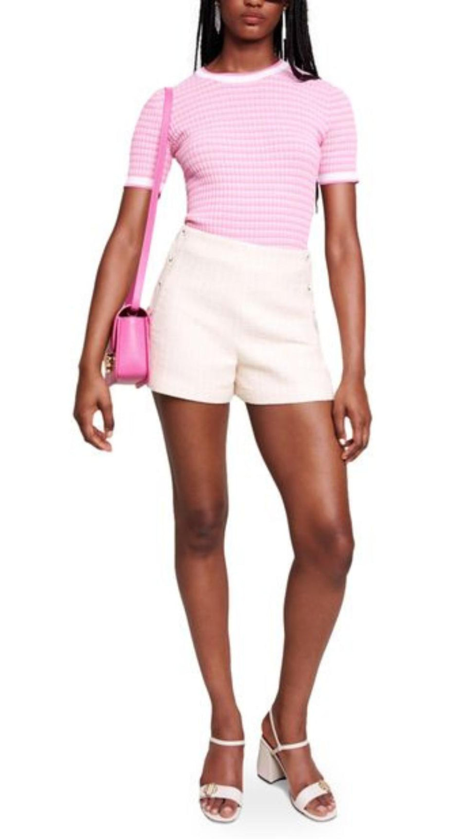 SHORT SLEEVE SWEATER IN PINK