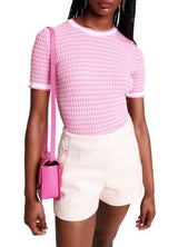 SHORT SLEEVE SWEATER IN PINK