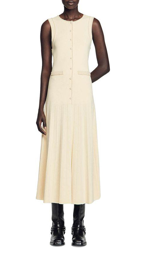 SLEEVELESS KNIT MIDI DRESS