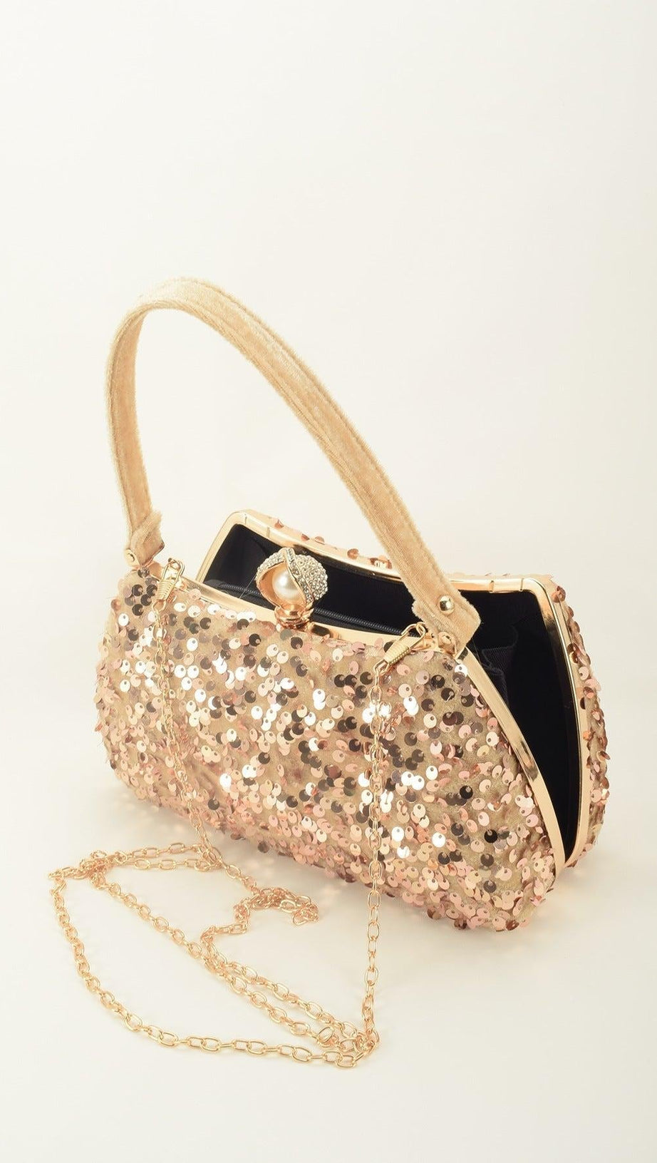 SOLID COLOR SEQUIN CLUTCH