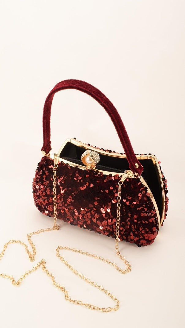 AIIZIE SOLID COLOR SEQUIN CLUTCH - product image