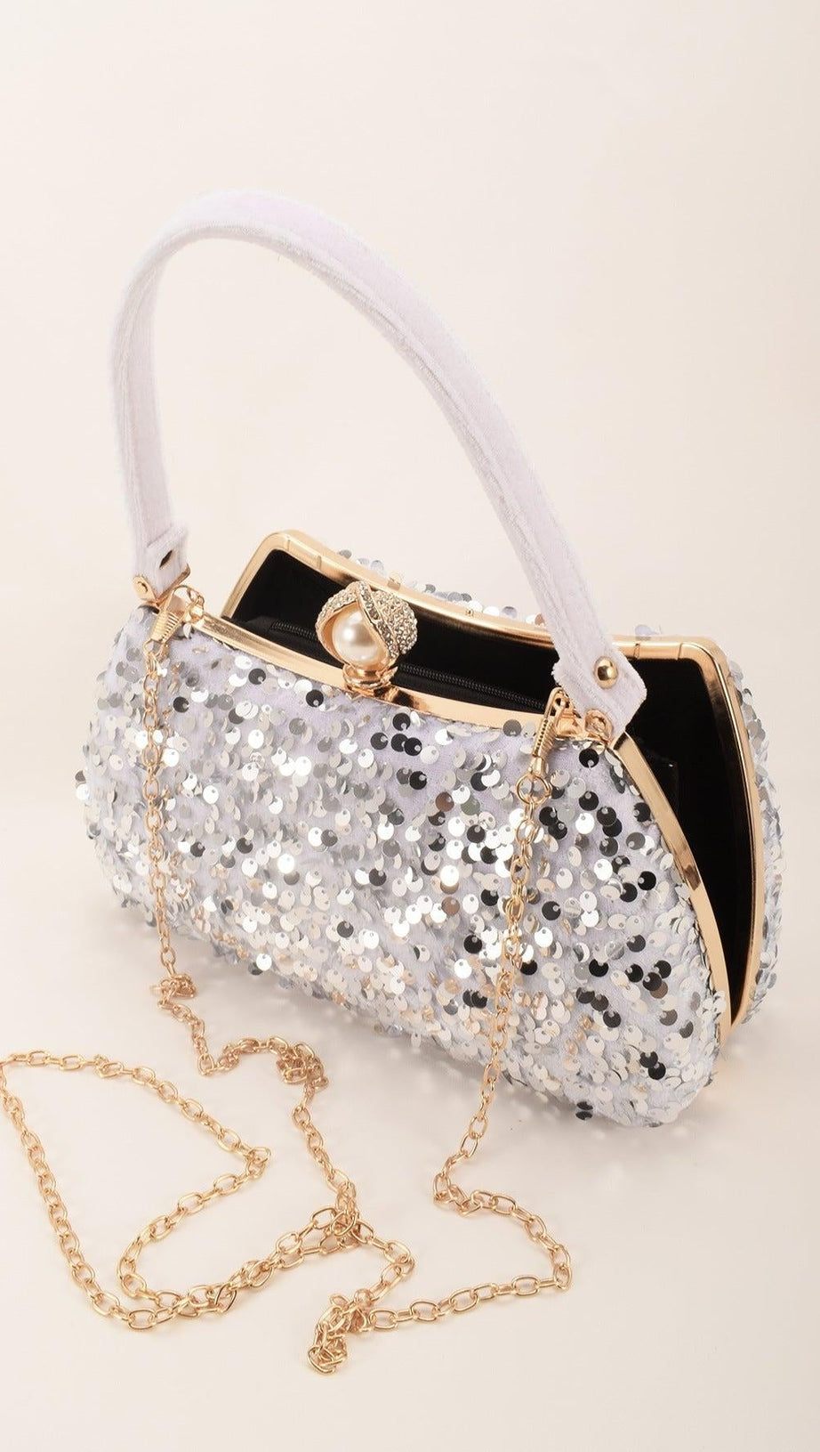 SOLID COLOR SEQUIN CLUTCH