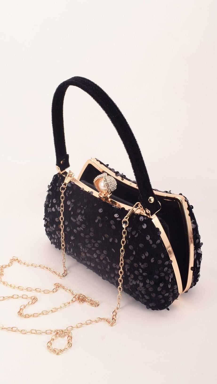 SOLID COLOR SEQUIN CLUTCH