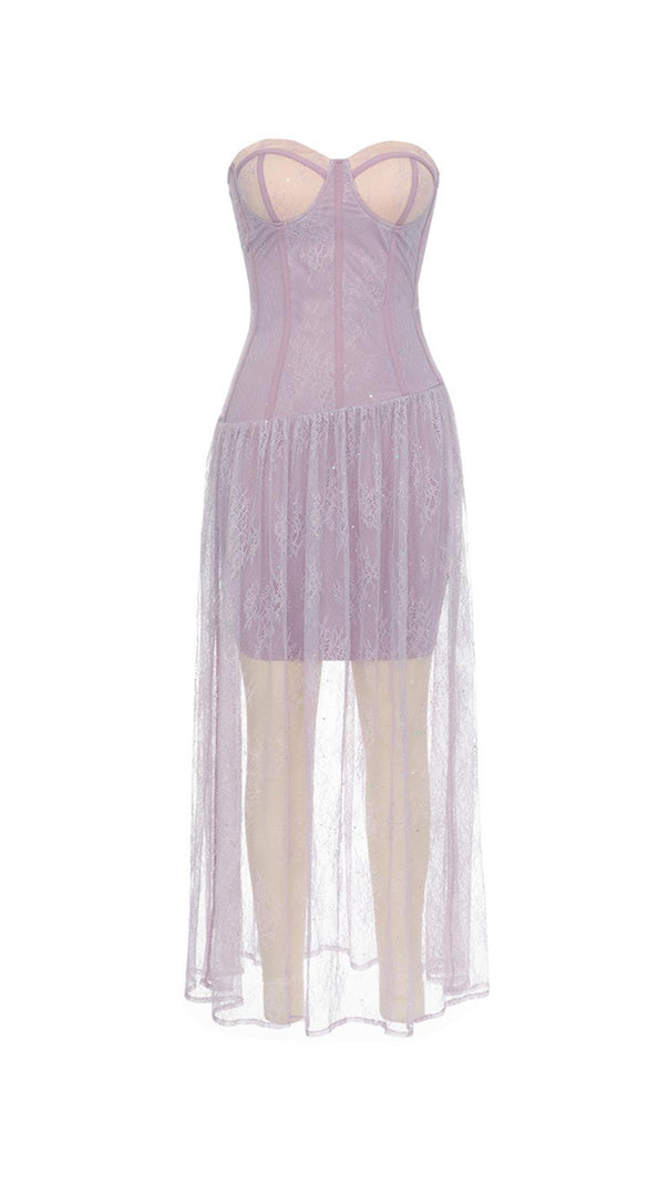 AIIZIE STRAPLESS CORSET LACE MAXI DRESS - product image