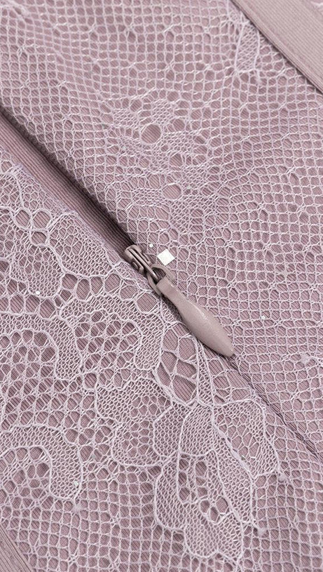 STRAPLESS CORSET LACE MAXI DRESS