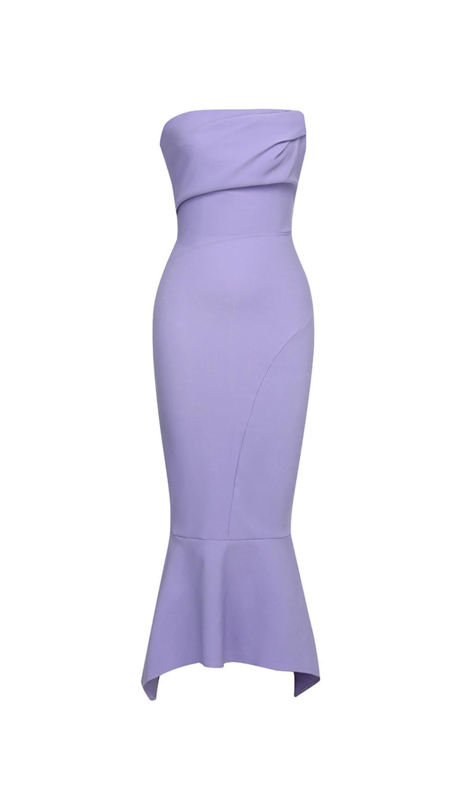 STRAPLESS CREPE MIDI DRESS