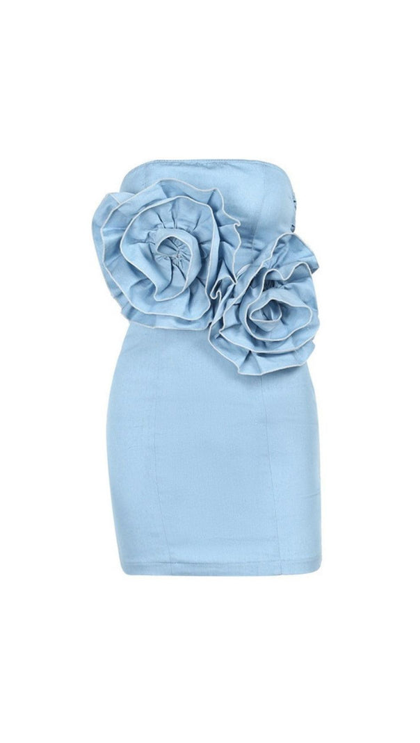 AIIZIE STRAPLESS FLOWER DENIM DRESS - product image