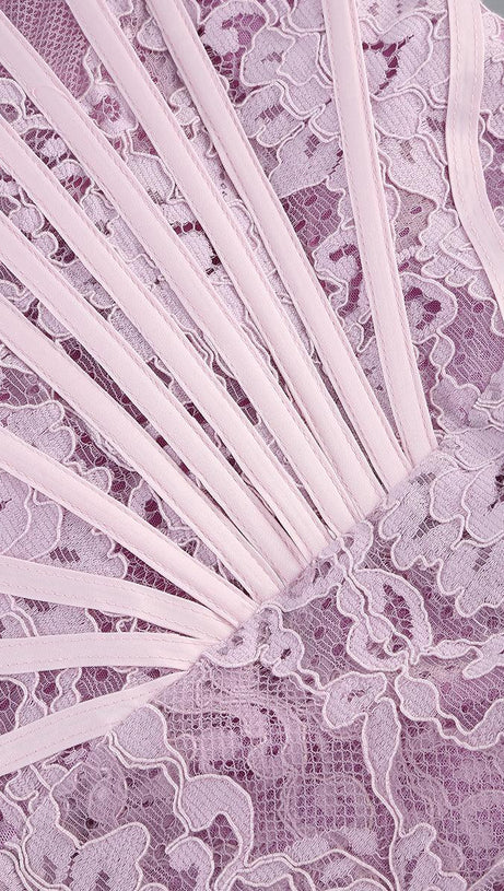 STRAPLESS LACE APPLIQUES MINI DRESS