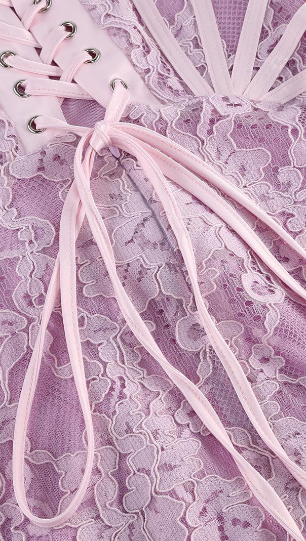 AIIZIE STRAPLESS LACE APPLIQUES MINI DRESS - product image
