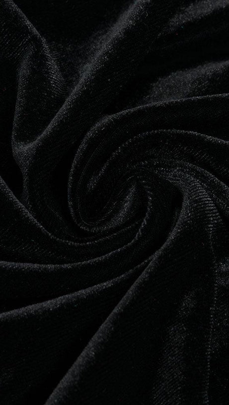 STRAPLESS LACE RUCHED MAXI VELVET DRESS