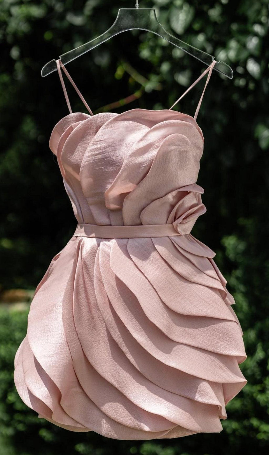 MINI ABITO CON VITA FLOREALE E SPALLINE ROSA