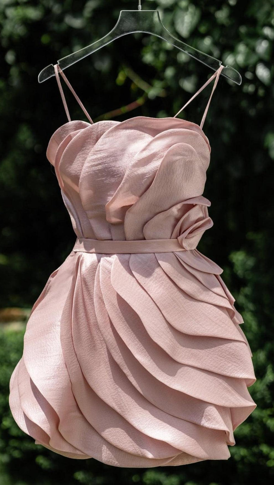 MINI ABITO CON VITA FLOREALE E SPALLINE ROSA