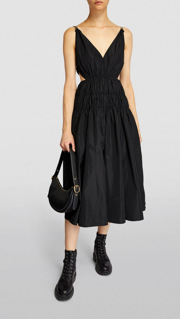 AIIZIE TAFFETA CUTOUT MIDI DRESS - product image