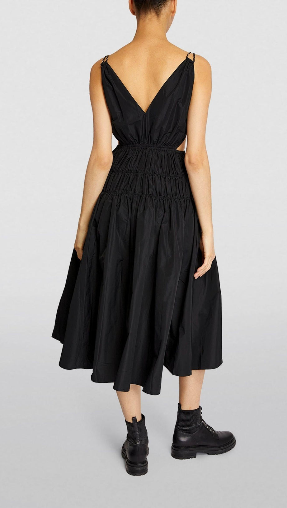 TAFFETA CUTOUT MIDI DRESS
