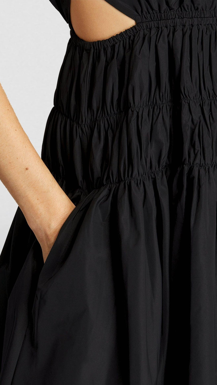 TAFFETA CUTOUT MIDI DRESS