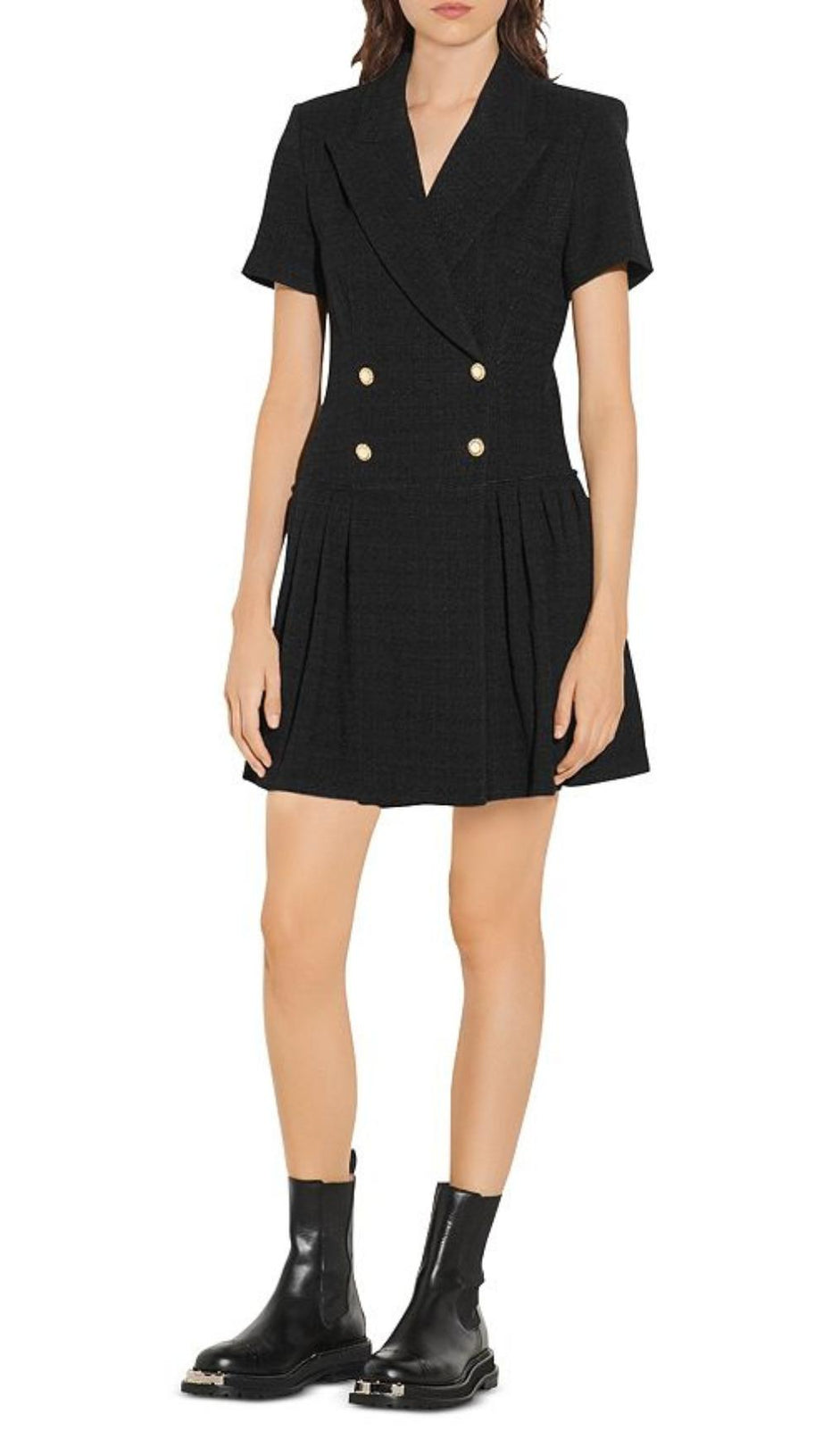 TWEED DRESS IN BLACK