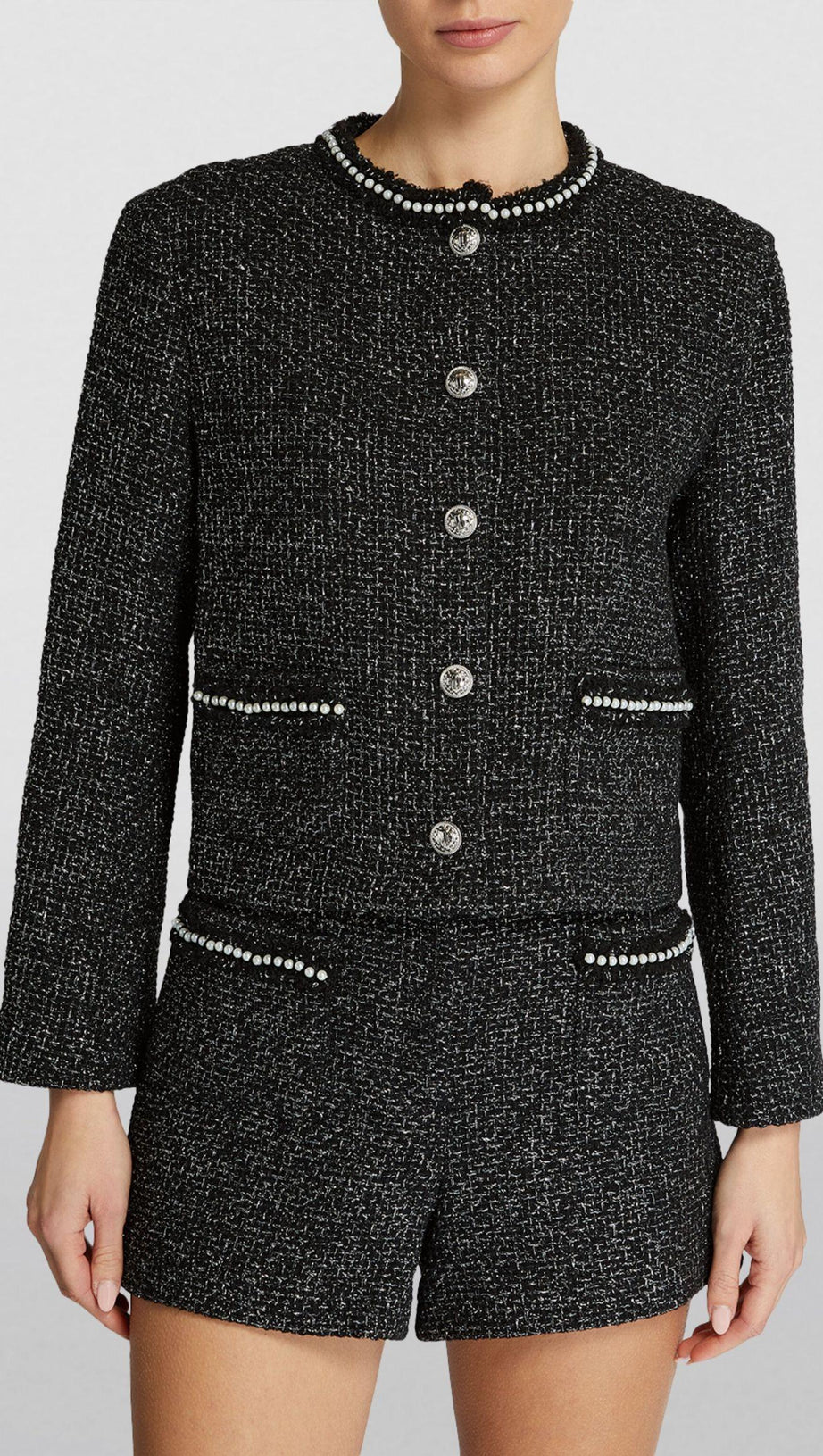 TWEED PEARL-EMBELLISHED FRENCH JACKET