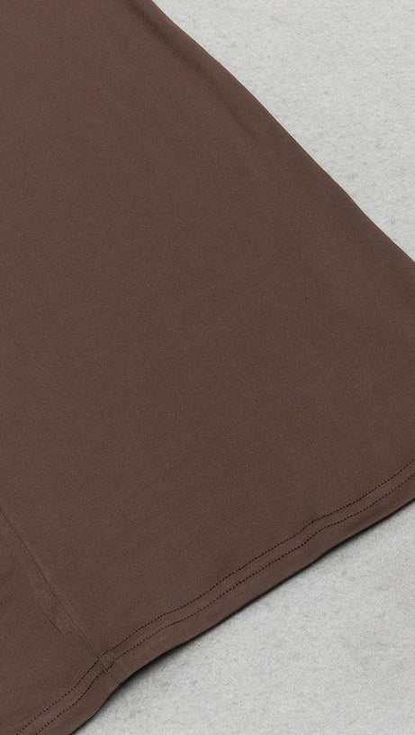 V-NECK BROWN MAXI BODYCON DRESS