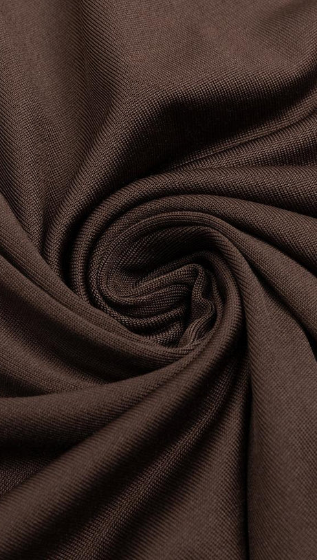 V-NECK BROWN MAXI BODYCON DRESS