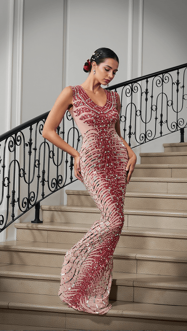 AIIZIE ARCELIA LOBSTER PRINT EMBELLISHED MAXI DRESS - product image