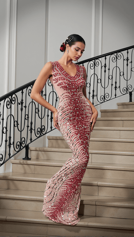 ABITO LUNGO ARCELIA CON STAMPA ARAGOSTA DECORATA