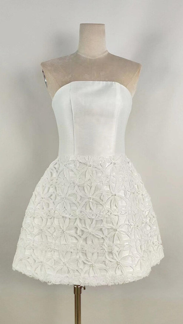 AIIZIE WHITE EMBELLISHED STRAPLESS MINI DRESS - product image
