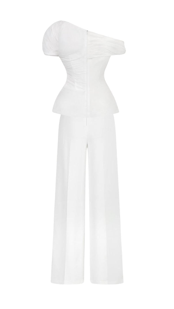 AIIZIE WHITE FEATHER PLEATED TWO PIECES SUIT - product image