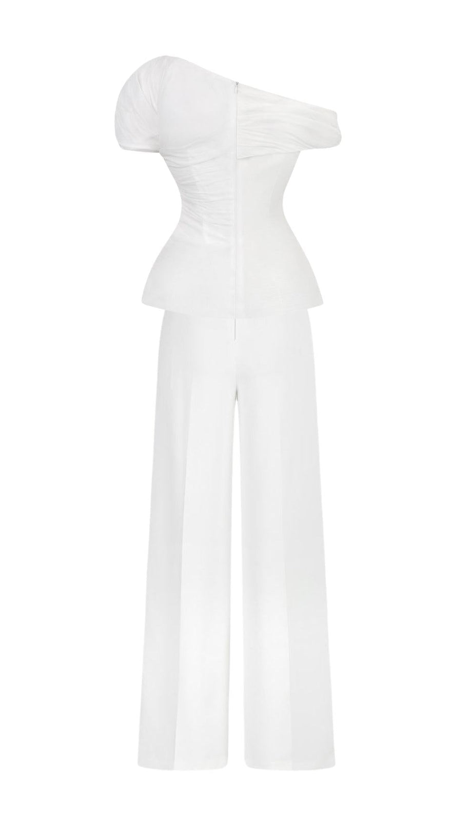 ABITO DUE PEZZI PLISSETTATO IN PIUMA BIANCA 