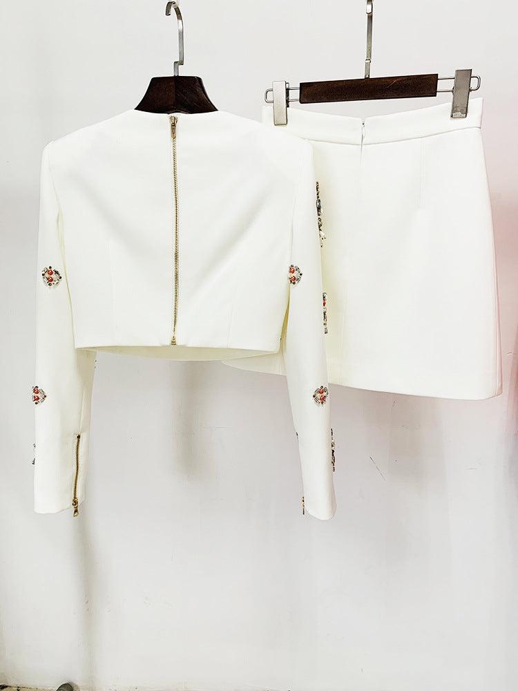 AIIZIE WHITE RHINESTONE EMBELLISHED SKIRT SET - product image