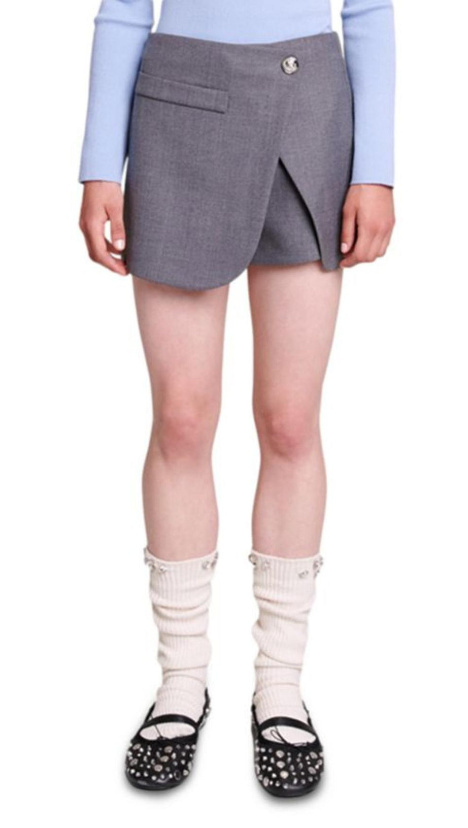 WRAP OVER-PANEL STRETCH-WOVEN SHORTS