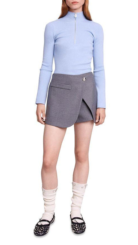 WRAP OVER-PANEL STRETCH-WOVEN SHORTS