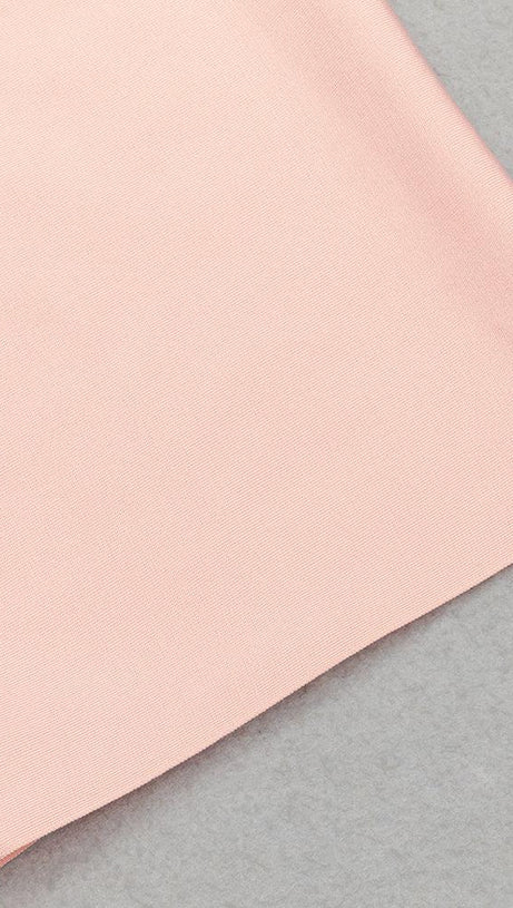 ABITO MIDI BUSTIER IN PIZZO CON MONOSPALLA ROSA 