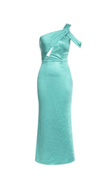 ONE-SHOULDER SATIN CUT OUT MAXI DRESS