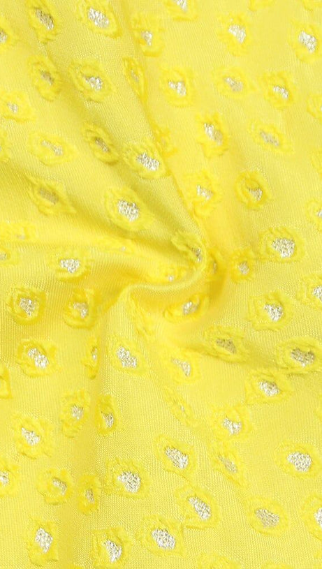 MINI ABITO GIALLO IN RETE CON SPALLE SCOPERTE E RUCHES