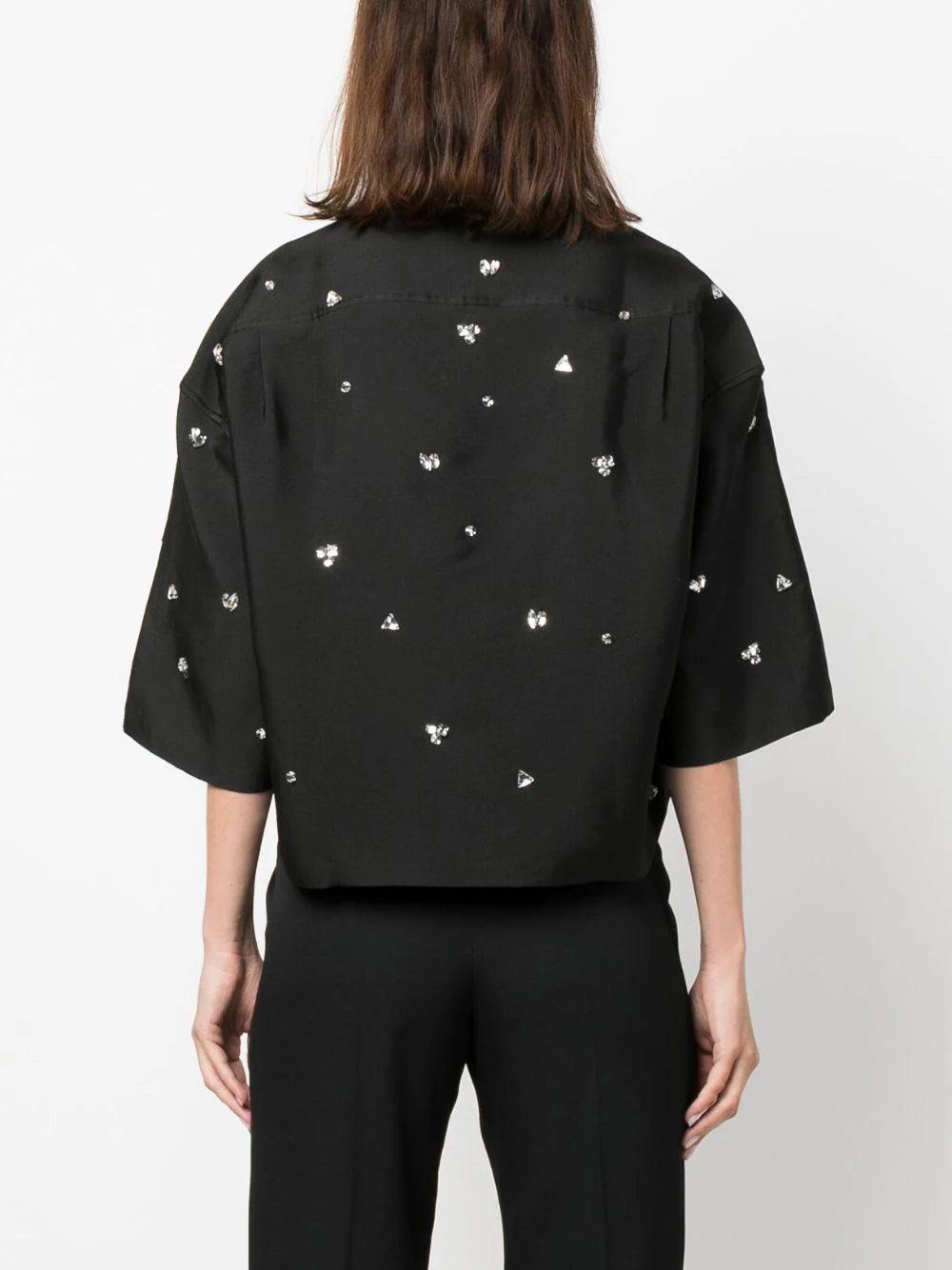 OVERSIZED CROPPED EMBELLISHED SHIRT