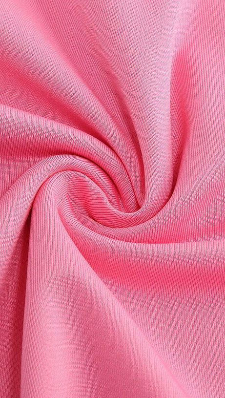 MINI ABITO ADERENTE CON PIUME SENZA SPALLINE ROSA