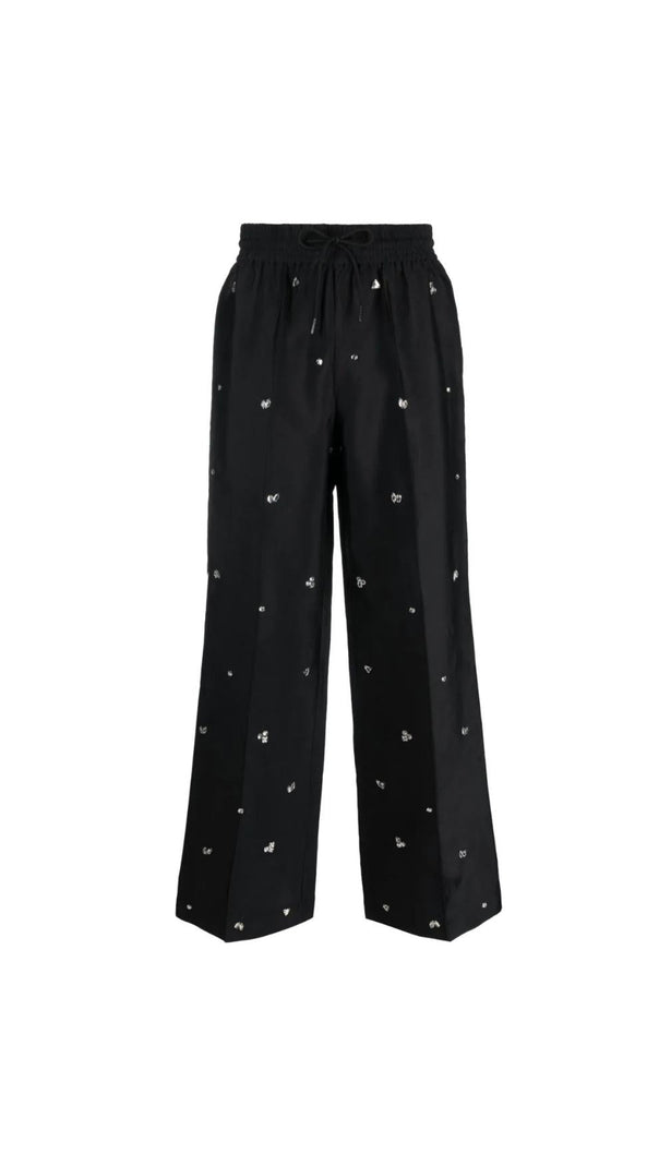 Oversized Embellished Taffeta Pants
