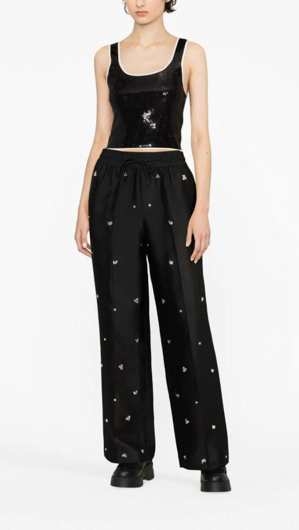 Oversized Embellished Taffeta Pants