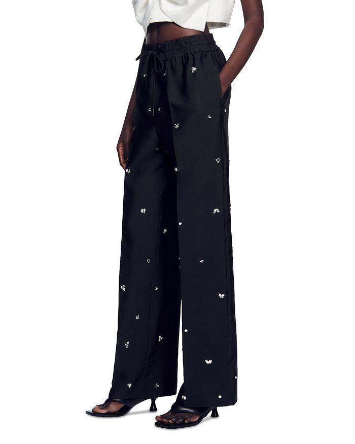 Oversized Embellished Taffeta Pants