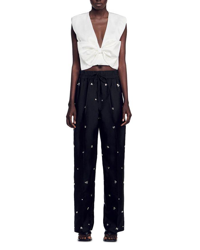 Oversized Embellished Taffeta Pants