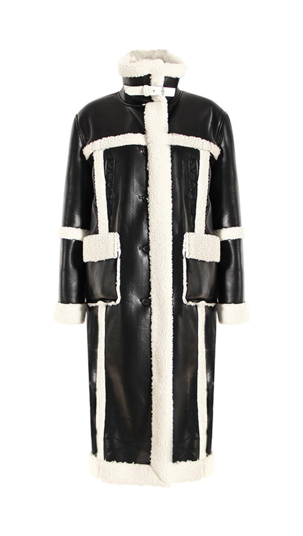 AIIZIE PATCHWORK FAUX FUR LEATHER COAT - product image