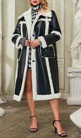 PATCHWORK FAUX FUR LEATHER COAT