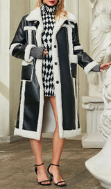 PATCHWORK FAUX FUR LEATHER COAT