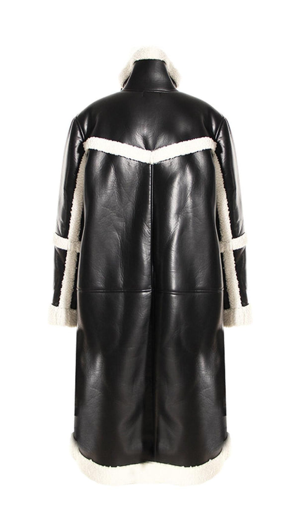 AIIZIE PATCHWORK FAUX FUR LEATHER COAT - product image