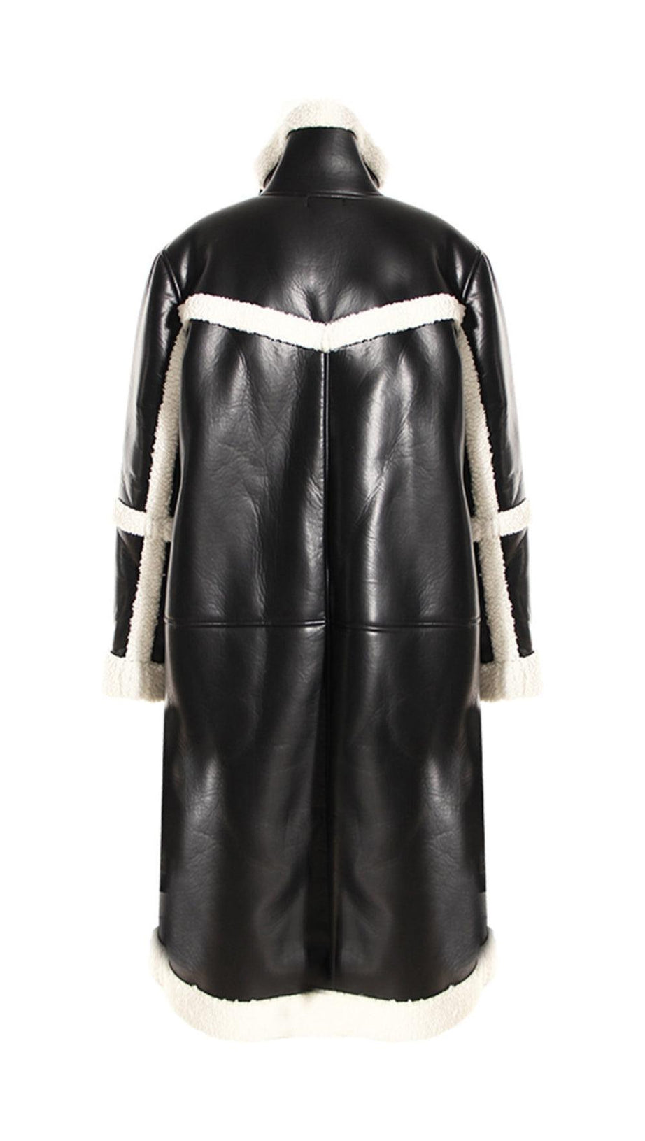 PATCHWORK-MANTEL AUS KUNSTFELL UND LEDER